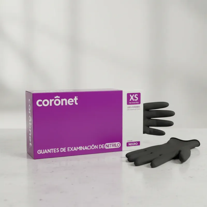 Guante Examen Nitrilo Negro Caja X 100 Coronet Xs