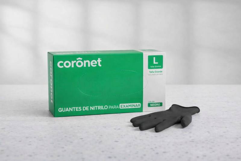 Guante Examen Nitrilo Negro Caja X 100 Coronet L