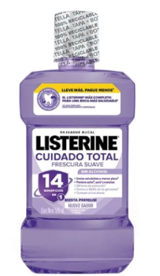 Listerine Cuidado Total Frescura Suave X 500 Ml