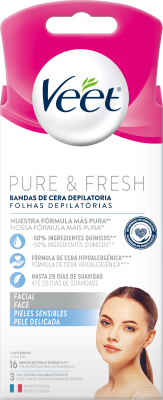 Veet Banda Facial Piel Sensible 10 Bandas Dobles 