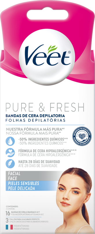Veet Banda Facial Piel Sensible 10 Bandas Dobles